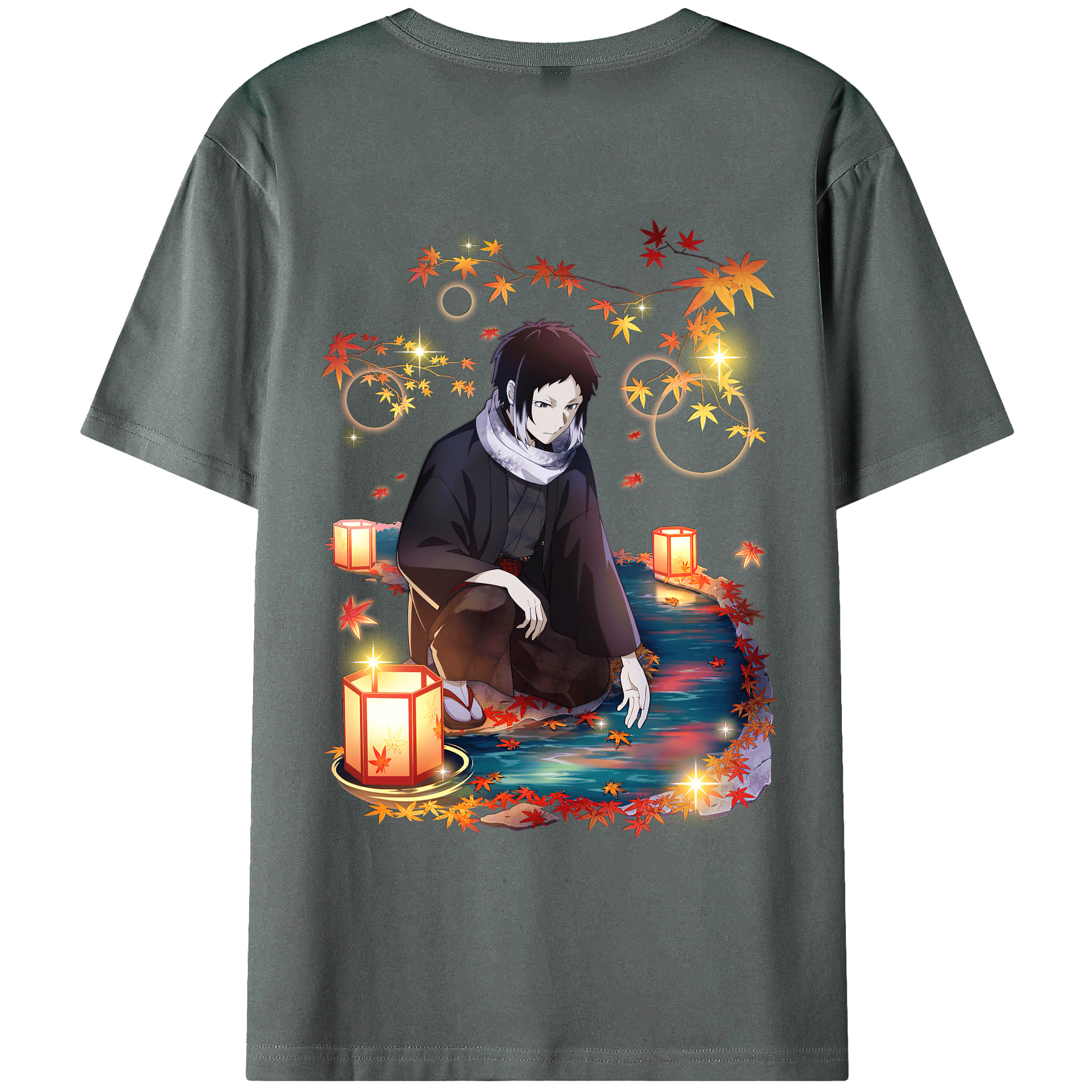 （画像用） 文豪ストレイドッグス Bungo Stray Dogs 綿100％ メンズ半袖Tシャツ（バックプリント） 通気性